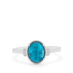 Neon Apatite & White Zircon Sterling Silver Ring ATGW 2.40cts