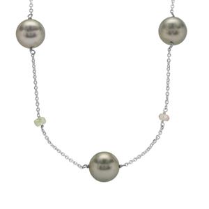 Tahitian Cultured Pearl & Multi-Colour Tourmaline Sterling Silver Necklace (11MM)