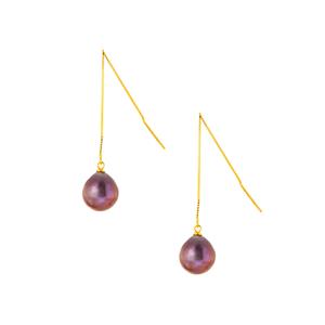 Rare Edition: Peacock Purple Freshwater Cultured Pearl Threader Earrings (1 Pair) (10-12mm)