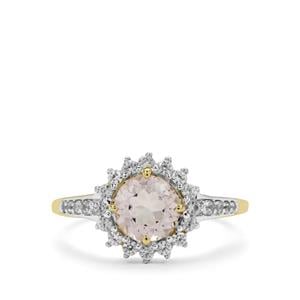 Idar Pink Morganite & White Zircon 9K Gold Ring ATGW 1.35cts