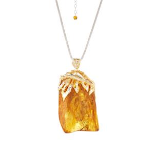Baltic Amber Two Tone Sterling Silver Necklace (77 x 64mm)