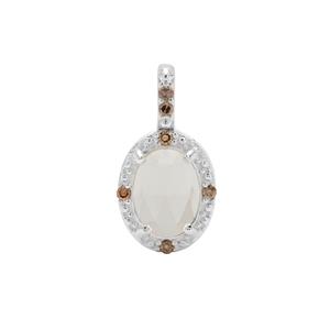 Rose Cut Plush Diamond Sunstone Pendant with Champagne Diamond in Sterling Silver 1.03cts