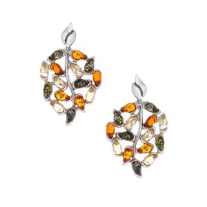 Baltic Cognac, Champagne & Green (3x5mm) Amber Earrings in Sterling Silver 