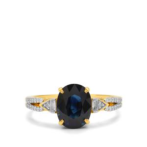 Madagascan Blue Sapphire & Diamonds 18K Gold Lorique Ring MTGW 2.97cts