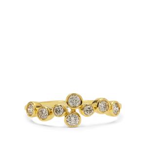 Natural Yellow Diamond Ring in 9K Gold 0.51ct