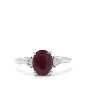 Bharat Ruby & White Zircon Sterling Silver Ring ATGW 2.97cts