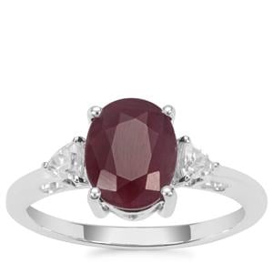 Bharat Ruby Ring with White Zircon in Sterling Silver 2.97cts