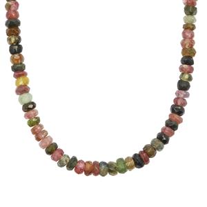 63cts Multi-Colour Tourmaline Sterling Silver Necklace 