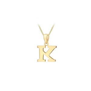 Letter 'K' Pendant in 9K Gold