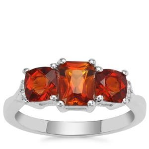 Madeira Citrine Ring with White Zircon in Sterling Silver 1.92cts