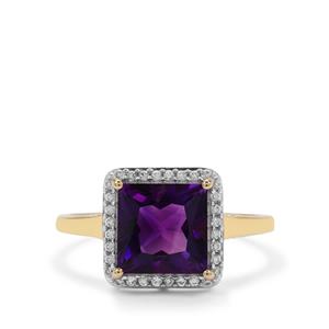 Moroccan Amethyst Ring with White Zircon in 9K Gold 2.50cts