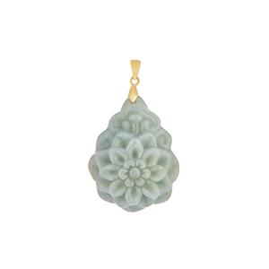 90ct Typa A Green Jadeite Gold Tone Sterling Silver Pendant   