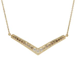 1/2ct Ombre Champagne, White Diamonds 9K Gold Necklace 