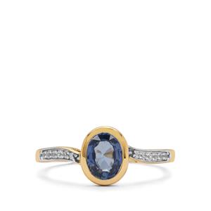 Ceylon Blue Sapphire & White Zircon 9K Gold Tomas Rae Ring ATGW 1.20cts