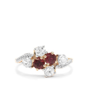 Safira Tourmaline Ring with White Zircon in 9K Gold 1.88cts