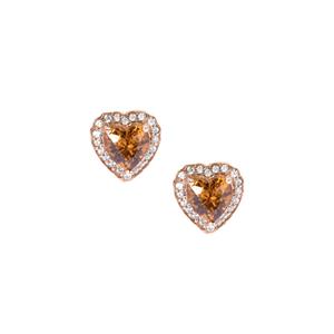 2.78ct Kaduna Canary and White Zircon 9K Gold Heart Earrings