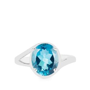  London Blue Topaz Ring in Sterling Silver 4.13cts