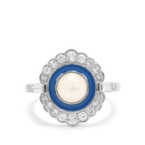 Kaori Cultured Pearl & White Zircon Sterling Silver Ring (6mm)