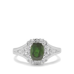 Chrome Diopside & White Zircon Sterling Silver Ring ATGW 1.51cts
