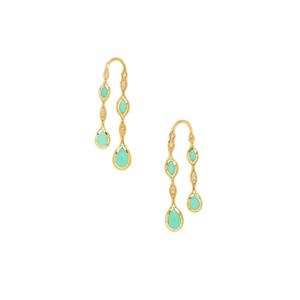 Chrysoprase Earrings with Café Diamond in Gold Plated Sterling Silver 4.80cts