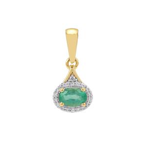 Zambian Emerald & White Zircon 9K Gold Pendant ATGW 0.60ct