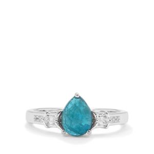 Neon Apatite & White Zircon Sterling Silver Ring ATGW 1.60cts