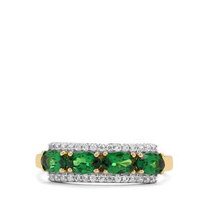 Tsavorite Garnet & White Zircon 9K Gold Ring ATGW 1.25cts