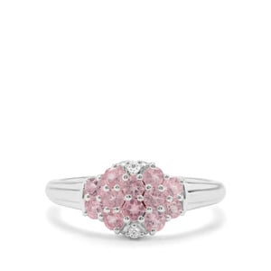 Mozambique Pink Spinel & White Zircon Sterling Silver Ring ATGW 0.75cts