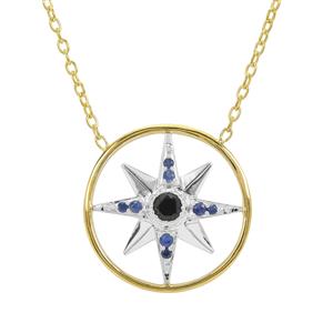 Black Spinel & Blue Sapphire Two Tone Sterling Silver Necklace ATGW 0.55ct