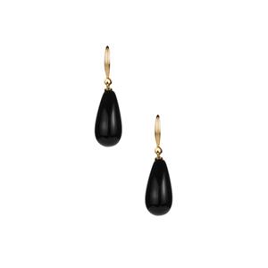 Black Onyx Earrings in Gold Tone Sterling Silver 24.10cts