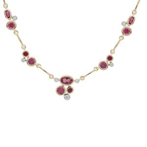 Safira Tourmaline Necklace with White Zircon in 9K Gold 2.05cts