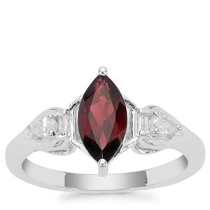 Octavian Garnet Ring with White Zircon in Sterling Silver 1.50cts