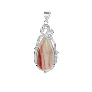 Chicken-Blood Stone & White Topaz Sterling Silver Pendant ATGW 9.17cts