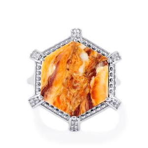 Lion's Paw Shell (15 x 15mm) & 0.12ct White Topaz Sterling Silver Ring 