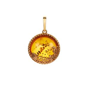 Baltic Cognac Amber Gold Tone Sterling Silver Oceanic Pendant (18mm)