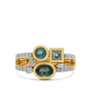 Grandidierite & Diamonds 18K Gold Lorique Ring MTGW 1.35cts