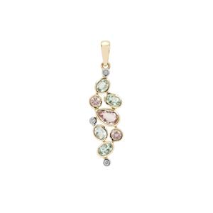 Cherry Blossom™ Morganite, Aquaiba™ Beryl & Diamond 9K Gold Pendant ATGW 1.35cts