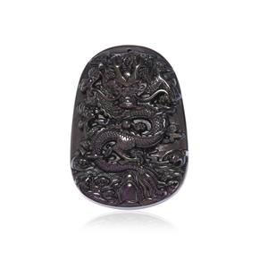 226cts Black Obsidian Carved Dragon Loose Stone (N) 