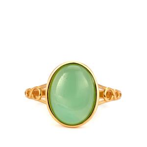 3ct Chrysoprase Gold Tone Sterling Silver Ring 