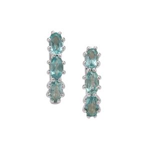 1.55ct Madagascan Blue Apatite Sterling Silver Earrings