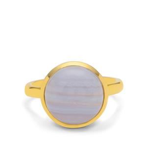 Blue Lace Agate Ring in Gold Plated Sterling Silver 5.10cts
