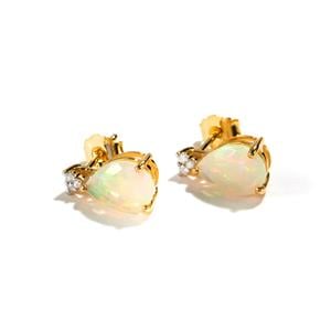 Opal & Diamond 9K Gold Earrings