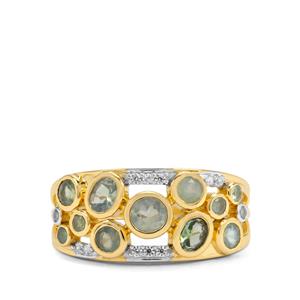 Alexandrite & White Zircon 9K Gold Ring ATGW 1.15cts