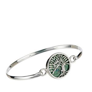 10cts Chrysocolla Sterling Silver Tree of Life Bangle
