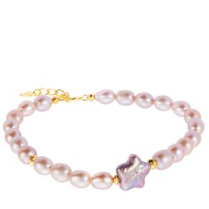 Baroque Freshwater Cultured Pearl Gold Tone Sterling Silver Bracelet 