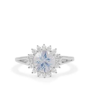 Blue Moon Quartz Ring with White Zircon in Sterling Silver 2.20cts