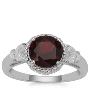 Octavian Garnet Ring with White Zircon in Sterling Silver 2.56cts
