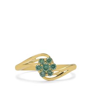 1/3ct Seafoam Green Diamonds 9K Gold Ring