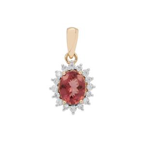 Rosé Apatite Pendant with White Zircon in 9K Gold 2.37cts