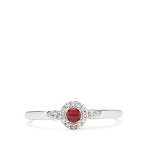 Greenland Ruby & Canadian Diamond 9K White Gold Ring ATGW 0.31cts
